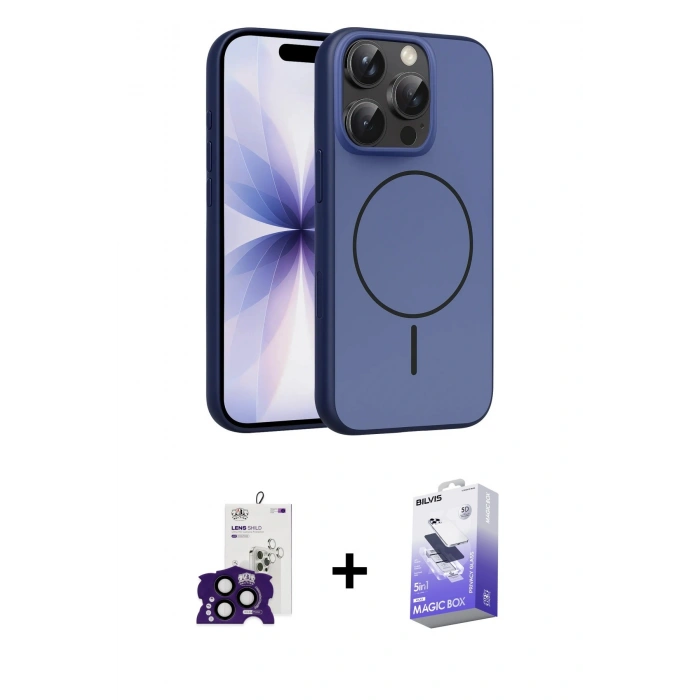 MARSİLYAN™- iPhone 16 Pro Max Kılıf Atlas Asil Prime - Siyah Bilvis 5in1 5D Magic Hayalet Cam Ekran Koruyucu + Bilvis Titan Kamera Lens - SH