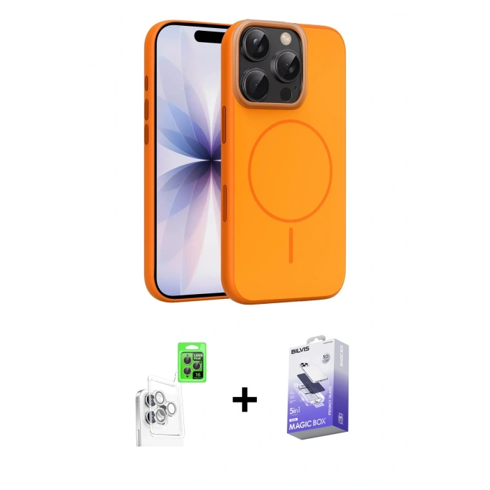 MARSİLYAN™- iPhone 16 Pro Max Kılıf Atlas Asil Prime - Siyah Bilvis 5in1 5D Magic Hayalet Cam Ekran Koruyucu + Raze Metal Kamera Lens - BZ