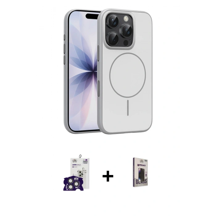 MARSİLYAN™- iPhone 16 Pro Max Kılıf Atlas Asil Prime - Siyah Bilvis Hayalet Cam Ekran Koruyucu + Bilvis Titan Kamera Lens - TMGI