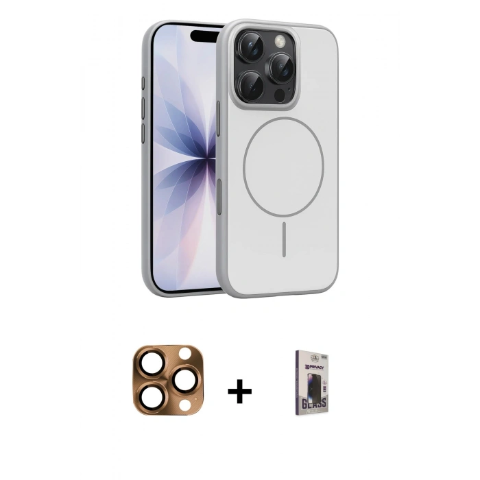 MARSİLYAN™- iPhone 16 Pro Max Kılıf Atlas Asil Prime - Siyah Bilvis Hayalet Cam Ekran Koruyucu + Pers Alüminyum Kamera Lens - CLTM