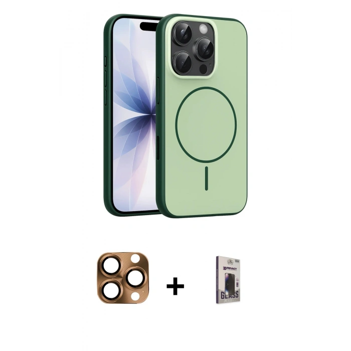 MARSİLYAN™- iPhone 16 Pro Max Kılıf Atlas Asil Prime - Siyah Bilvis Hayalet Cam Ekran Koruyucu + Pers Alüminyum Kamera Lens - CLTM
