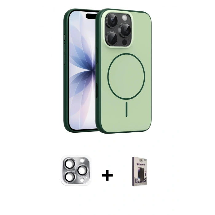 MARSİLYAN™- iPhone 16 Pro Max Kılıf Atlas Asil Prime - Siyah Bilvis Hayalet Cam Ekran Koruyucu + Pers Alüminyum Kamera Lens - GI