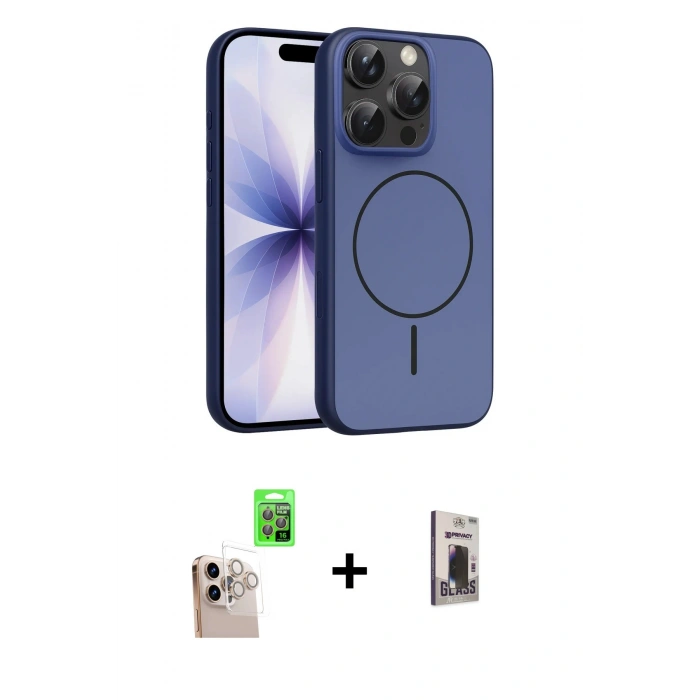 MARSİLYAN™- iPhone 16 Pro Max Kılıf Atlas Asil Prime - Siyah Bilvis Hayalet Cam Ekran Koruyucu + Raze Metal Kamera Lens - NLGY
