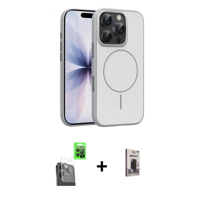 MARSİLYAN™- iPhone 16 Pro Max Kılıf Atlas Asil Prime - Siyah Bilvis Hayalet Cam Ekran Koruyucu + Raze Metal Kamera Lens - SH