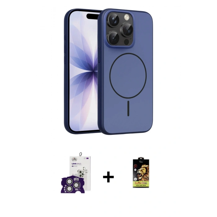 MARSİLYAN™- iPhone 16 Pro Max Kılıf Atlas Asil Prime - Siyah Buffer Cam Ekran Koruyucu + Bilvis Titan Kamera Lens - GS