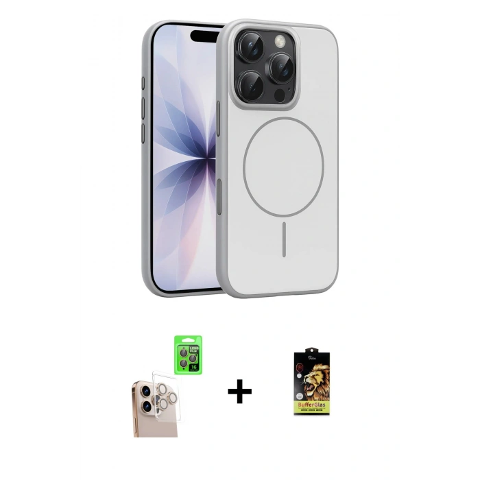 MARSİLYAN™- iPhone 16 Pro Max Kılıf Atlas Asil Prime - Siyah Buffer Cam Ekran Koruyucu + Raze Metal Kamera Lens - NLGY