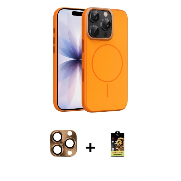 MARSİLYAN™- iPhone 16 Pro Max Kılıf Atlas Asil Prime - Siyah Buffer Cam Ekran Koruyucu + Pers Alüminyum Kamera Lens - CLTM