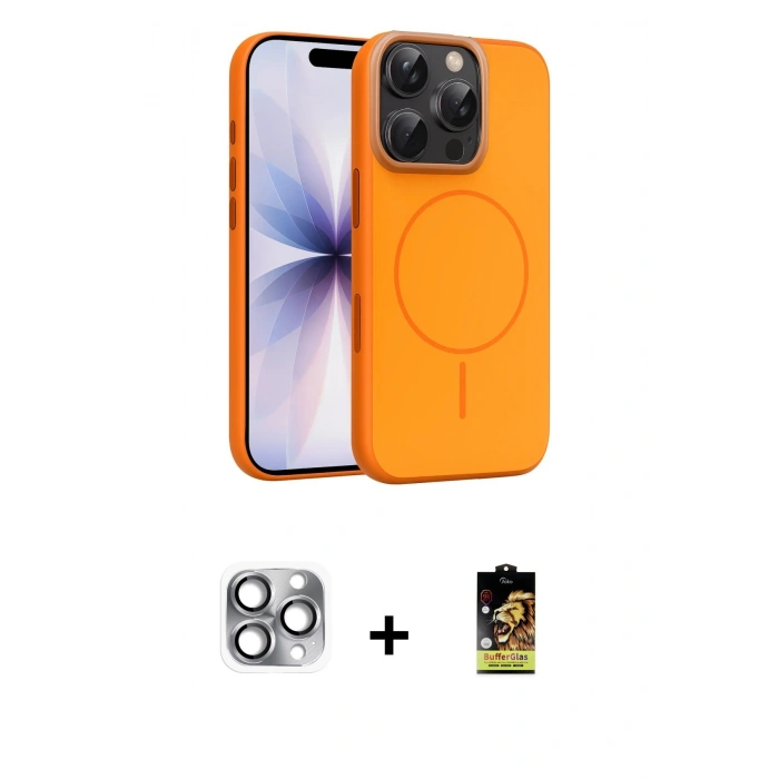MARSİLYAN™- iPhone 16 Pro Max Kılıf Atlas Asil Prime - Siyah Buffer Cam Ekran Koruyucu + Pers Alüminyum Kamera Lens - GI