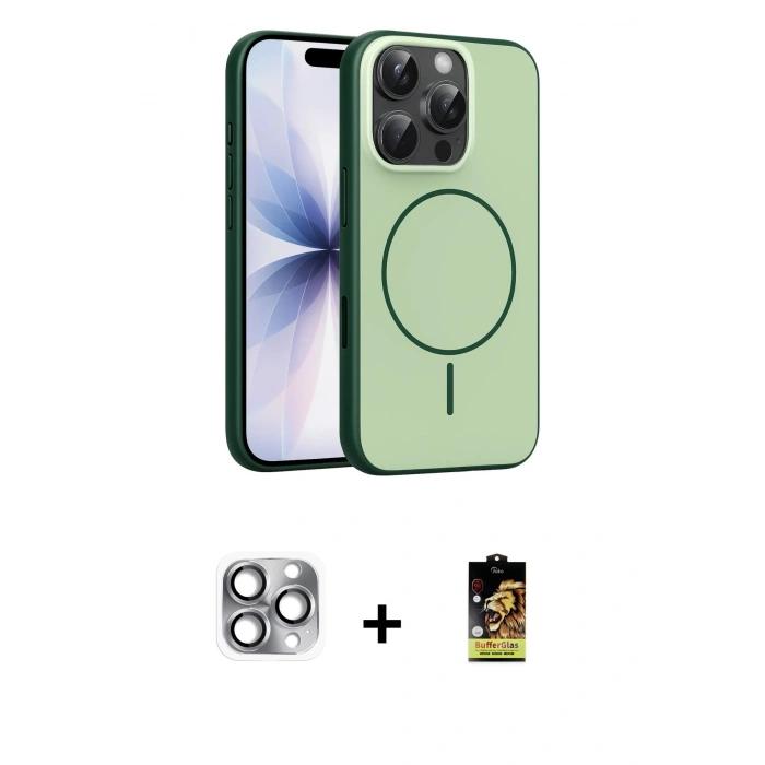 MARSİLYAN™- iPhone 16 Pro Max Kılıf Atlas Asil Prime - Siyah Buffer Cam Ekran Koruyucu + Pers Alüminyum Kamera Lens - GI