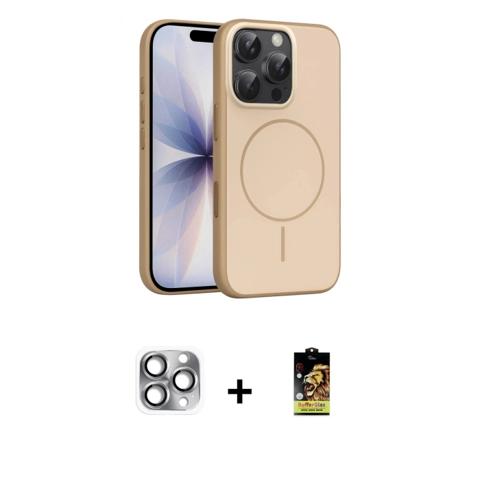 MARSİLYAN™- iPhone 16 Pro Max Kılıf Atlas Asil Prime - Siyah Buffer Cam Ekran Koruyucu + Pers Alüminyum Kamera Lens - GI
