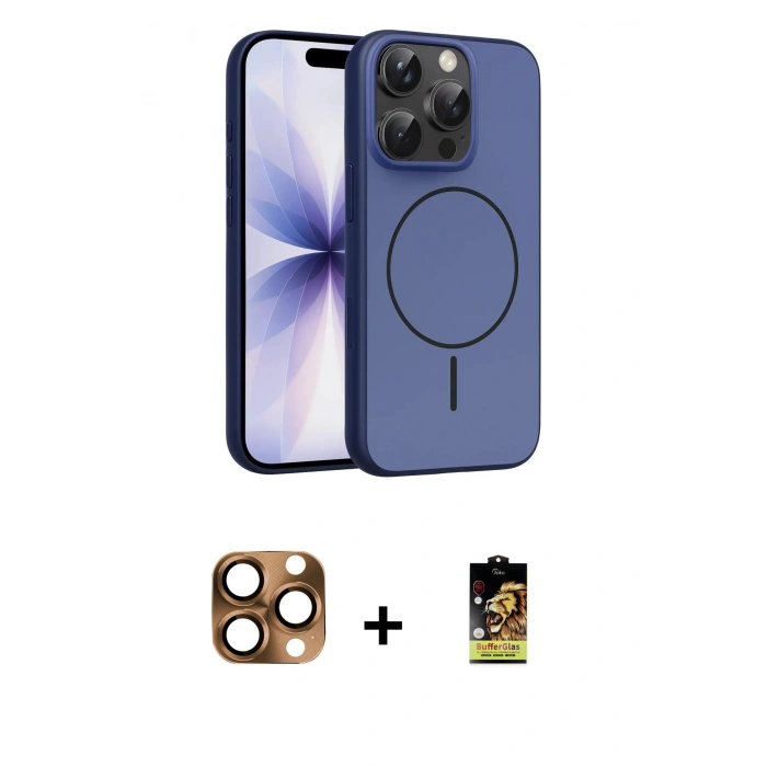 MARSİLYAN™- iPhone 16 Pro Max Kılıf Atlas Asil Prime - Siyah Buffer Cam Ekran Koruyucu + Pers Alüminyum Kamera Lens - CLTM
