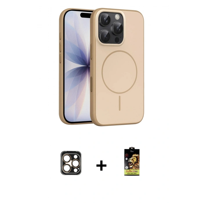 MARSİLYAN™- iPhone 16 Pro Max Kılıf Atlas Asil Prime - Siyah Buffer Cam Ekran Koruyucu + PVD Metal Kamera Lens - GD