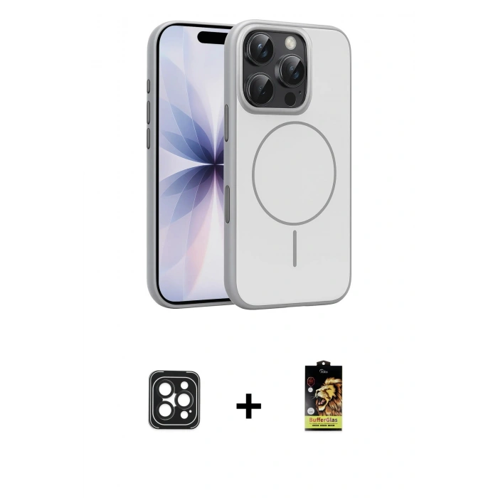 MARSİLYAN™- iPhone 16 Pro Max Kılıf Atlas Asil Prime - Siyah Buffer Cam Ekran Koruyucu + PVD Metal Kamera Lens - SH