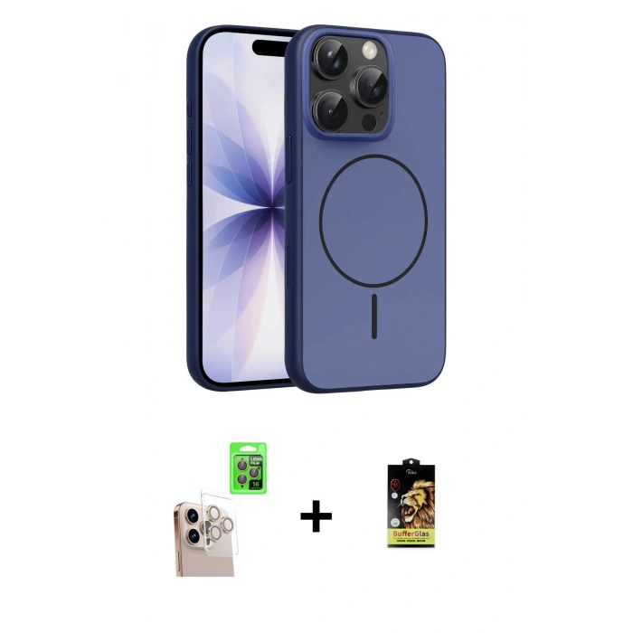 MARSİLYAN™- iPhone 16 Pro Max Kılıf Atlas Asil Prime - Siyah Buffer Cam Ekran Koruyucu + Raze Metal Kamera Lens - NLGY