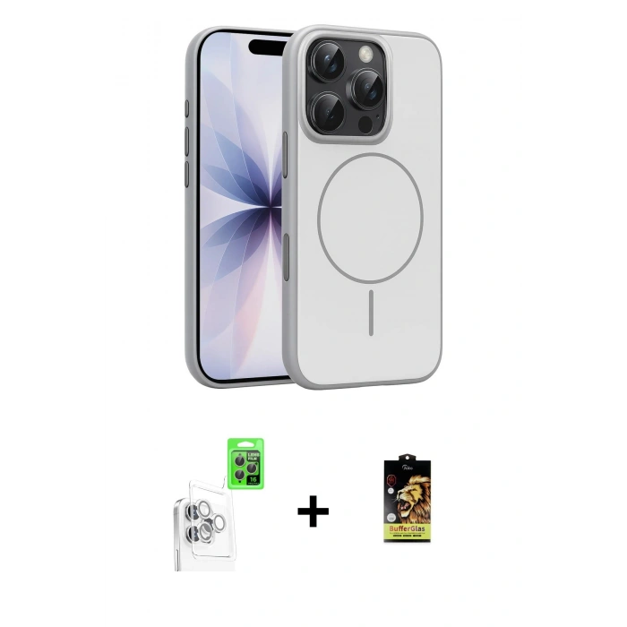 MARSİLYAN™- iPhone 16 Pro Max Kılıf Atlas Asil Prime - Siyah Buffer Cam Ekran Koruyucu + Raze Metal Kamera Lens - BZ