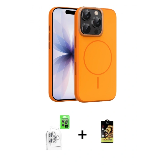 MARSİLYAN™- iPhone 16 Pro Max Kılıf Atlas Asil Prime - Siyah Buffer Cam Ekran Koruyucu + Raze Metal Kamera Lens - BZ