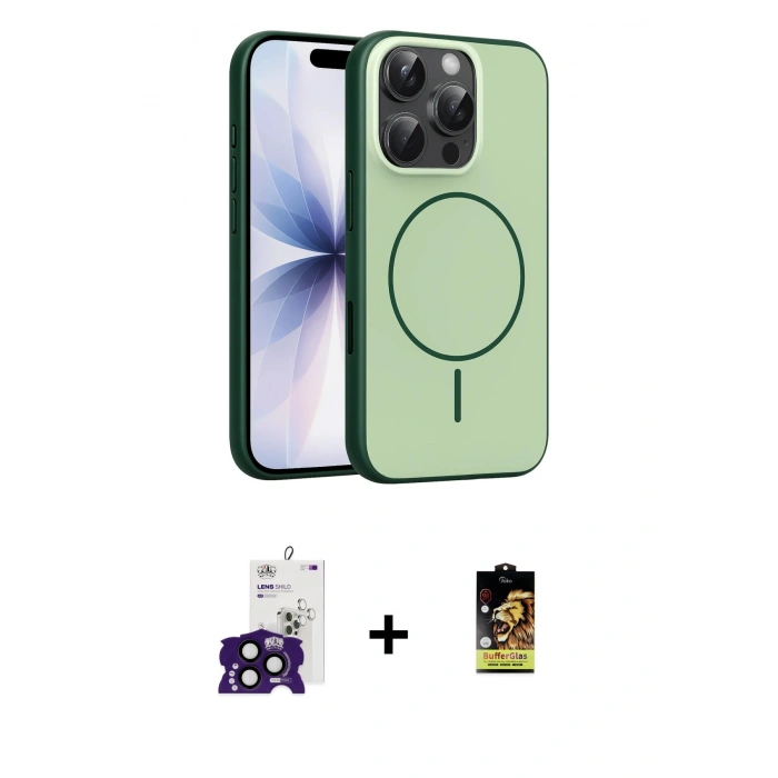 MARSİLYAN™- iPhone 16 Pro Max Kılıf Atlas Asil Prime - Siyah Buffer Cam Ekran Koruyucu + Bilvis Titan Kamera Lens - SH