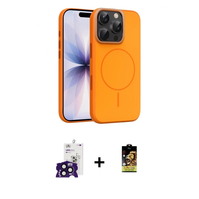 MARSİLYAN™- iPhone 16 Pro Max Kılıf Atlas Asil Prime - Siyah Buffer Cam Ekran Koruyucu + Bilvis Titan Kamera Lens - SH