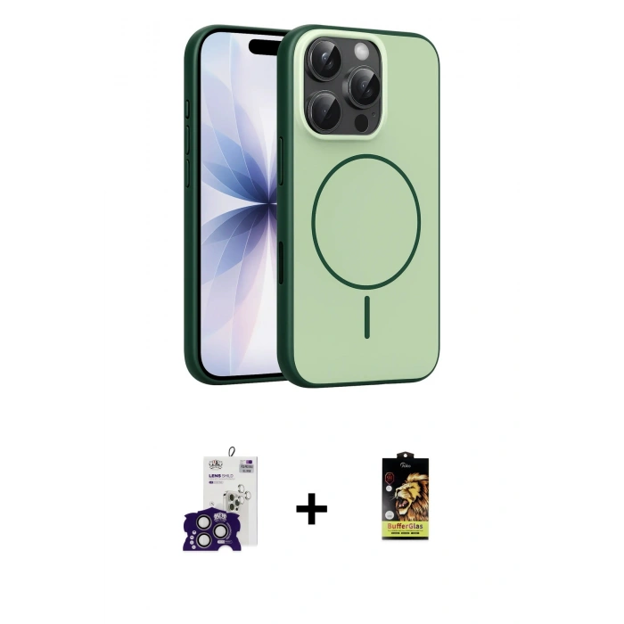 MARSİLYAN™- iPhone 16 Pro Max Kılıf Atlas Asil Prime - Siyah Buffer Cam Ekran Koruyucu + Bilvis Titan Kamera Lens - TMGI