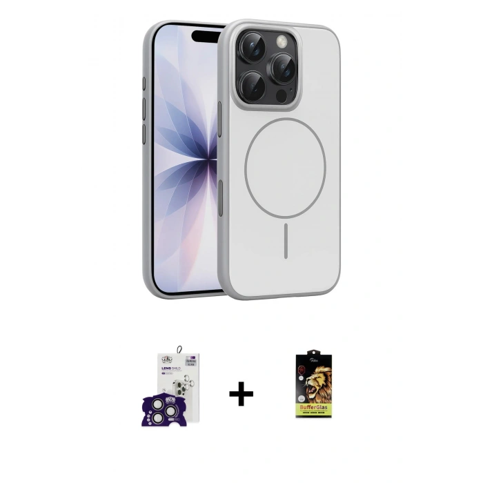 MARSİLYAN™- iPhone 16 Pro Max Kılıf Atlas Asil Prime - Siyah Buffer Cam Ekran Koruyucu + Bilvis Titan Kamera Lens - TMGI