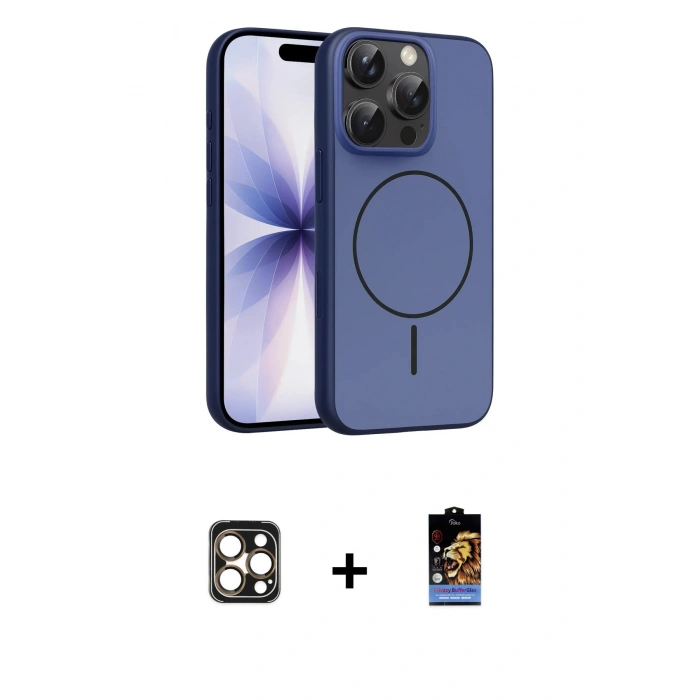 MARSİLYAN™- iPhone 16 Pro Max Kılıf Atlas Asil Prime - Siyah Buffer Hayalet Cam Ekran Koruyucu + PVD Metal Kamera Lens - GD