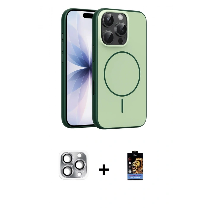 MARSİLYAN™- iPhone 16 Pro Max Kılıf Atlas Asil Prime - Siyah Buffer Hayalet Cam Ekran Koruyucu + Pers Alüminyum Kamera Lens - GI