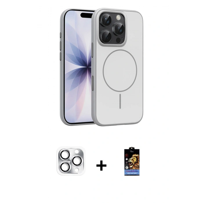 MARSİLYAN™- iPhone 16 Pro Max Kılıf Atlas Asil Prime - Siyah Buffer Hayalet Cam Ekran Koruyucu + Pers Alüminyum Kamera Lens - GS