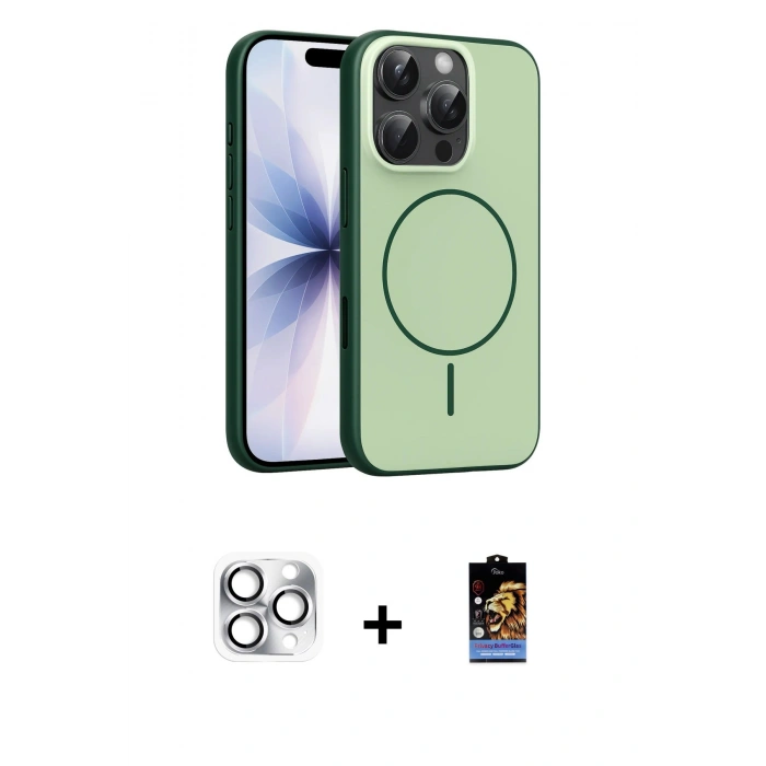 MARSİLYAN™- iPhone 16 Pro Max Kılıf Atlas Asil Prime - Siyah Buffer Hayalet Cam Ekran Koruyucu + Pers Alüminyum Kamera Lens - GS