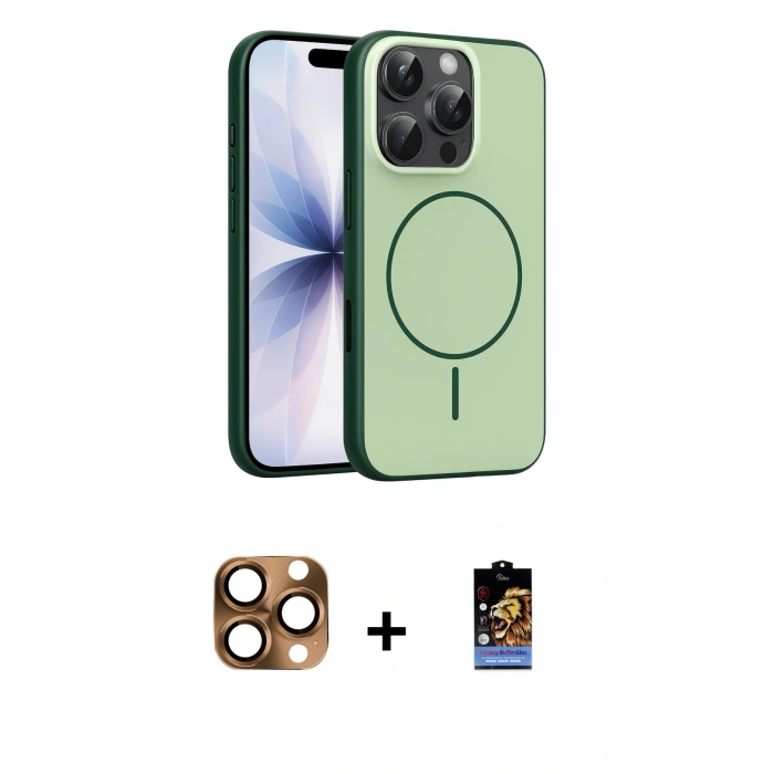 MARSİLYAN™- iPhone 16 Pro Max Kılıf Atlas Asil Prime - Siyah Buffer Hayalet Cam Ekran Koruyucu + Pers Alüminyum Kamera Lens - CLTM