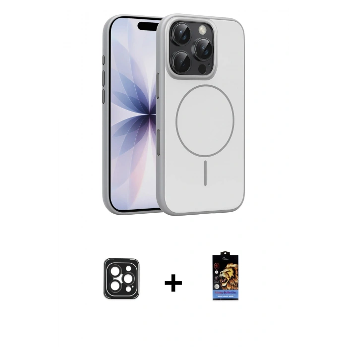 MARSİLYAN™- iPhone 16 Pro Max Kılıf Atlas Asil Prime - Siyah Buffer Hayalet Cam Ekran Koruyucu + PVD Metal Kamera Lens - SH