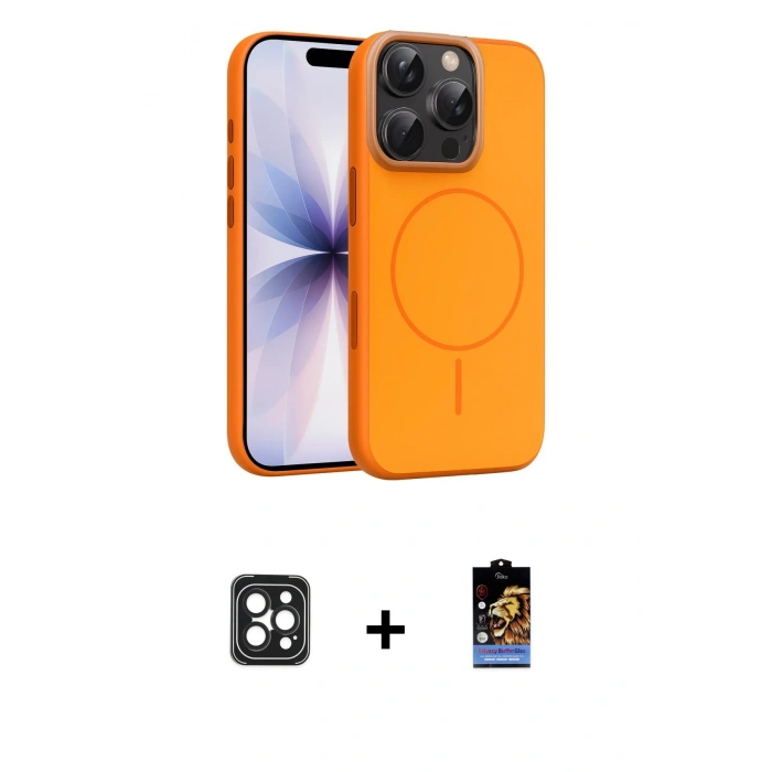 MARSİLYAN™- iPhone 16 Pro Max Kılıf Atlas Asil Prime - Siyah Buffer Hayalet Cam Ekran Koruyucu + PVD Metal Kamera Lens - SH