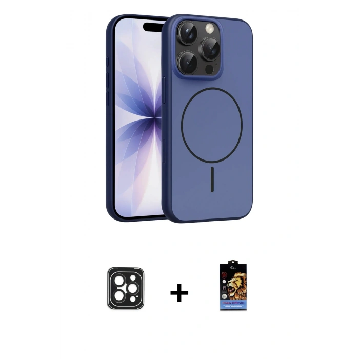 MARSİLYAN™- iPhone 16 Pro Max Kılıf Atlas Asil Prime - Siyah Buffer Hayalet Cam Ekran Koruyucu + PVD Metal Kamera Lens - SH