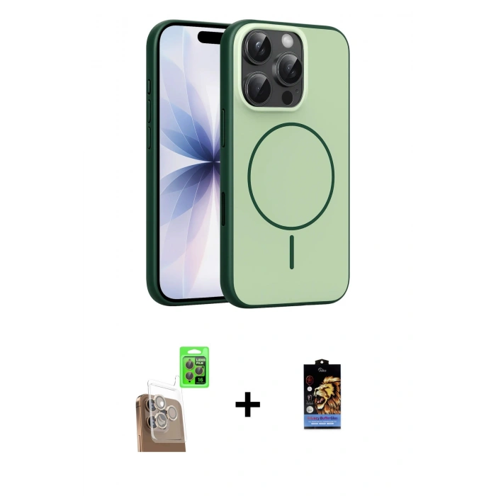 MARSİLYAN™- iPhone 16 Pro Max Kılıf Atlas Asil Prime - Siyah Buffer Hayalet Cam Ekran Koruyucu + Raze Metal Kamera Lens - CLTM