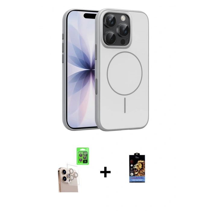 MARSİLYAN™- iPhone 16 Pro Max Kılıf Atlas Asil Prime - Siyah Buffer Hayalet Cam Ekran Koruyucu + Raze Metal Kamera Lens - NLGY