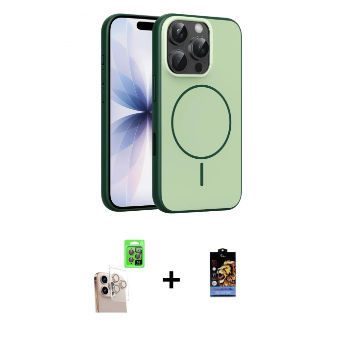 MARSİLYAN™- iPhone 16 Pro Max Kılıf Atlas Asil Prime - Siyah Buffer Hayalet Cam Ekran Koruyucu + Raze Metal Kamera Lens - NLGY