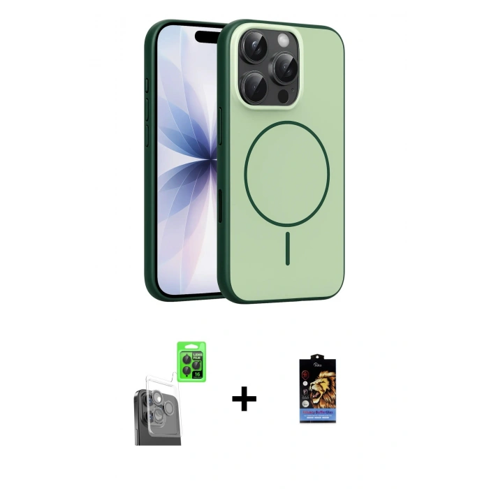 MARSİLYAN™- iPhone 16 Pro Max Kılıf Atlas Asil Prime - Siyah Buffer Hayalet Cam Ekran Koruyucu + Raze Metal Kamera Lens - SH