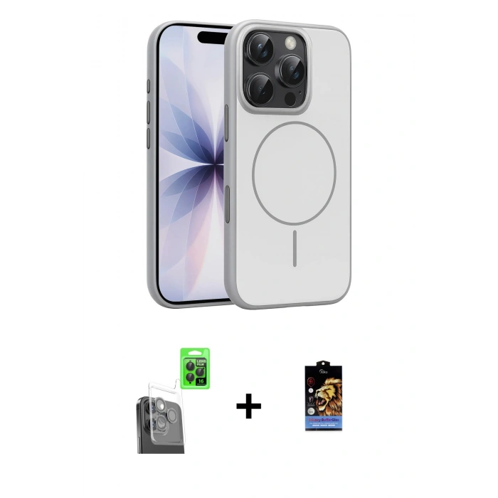 MARSİLYAN™- iPhone 16 Pro Max Kılıf Atlas Asil Prime - Siyah Buffer Hayalet Cam Ekran Koruyucu + Raze Metal Kamera Lens - SH