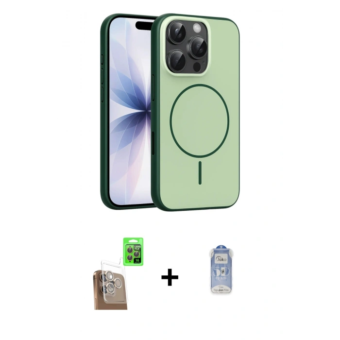 MARSİLYAN™- iPhone 16 Pro Max Kılıf Atlas Asil Prime - Siyah Joko Magic 5D Cam + Raze Metal Kamera Lens - CLTM