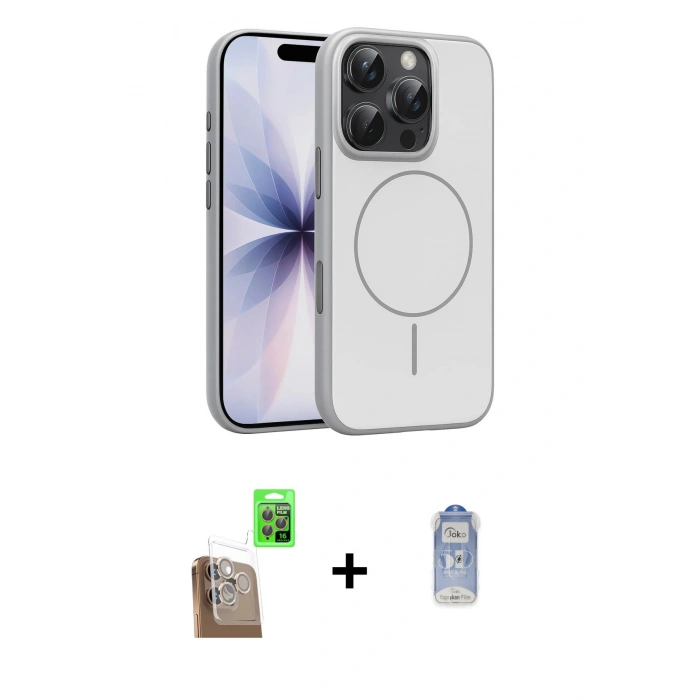 MARSİLYAN™- iPhone 16 Pro Max Kılıf Atlas Asil Prime - Siyah Joko Magic 5D Cam + Raze Metal Kamera Lens - CLTM
