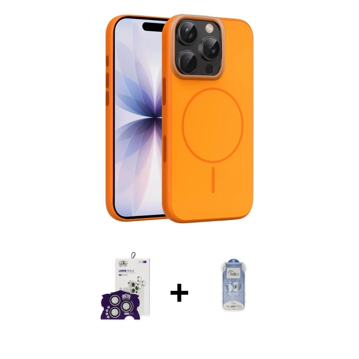 MARSİLYAN™- iPhone 16 Pro Max Kılıf Atlas Asil Prime - Siyah Joko Magic 5D Cam + Gümüş Bilvis Titan Kamera Lens