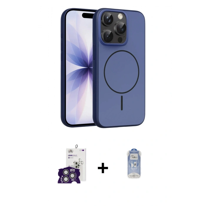 MARSİLYAN™- iPhone 16 Pro Max Kılıf Atlas Asil Prime - Siyah Joko Magic 5D Cam + Gümüş Bilvis Titan Kamera Lens