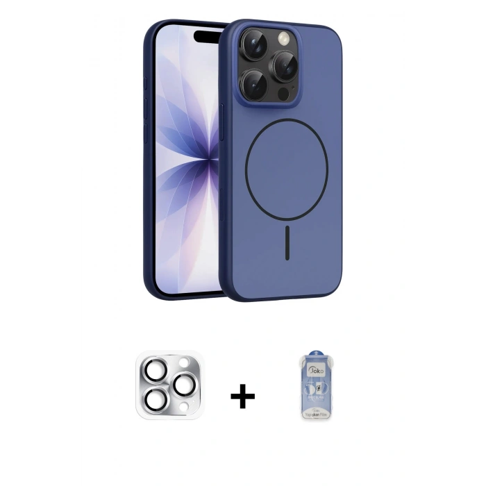 MARSİLYAN™- iPhone 16 Pro Max Kılıf Atlas Asil Prime - Siyah Joko Magic 5D Cam + Pers Alüminyum Kamera Lens - GS