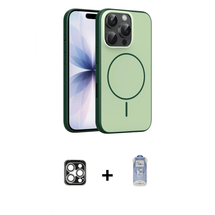 MARSİLYAN™- iPhone 16 Pro Max Kılıf Atlas Asil Prime - Siyah Joko Magic 5D Cam + PVD Metal Kamera Lens - GS