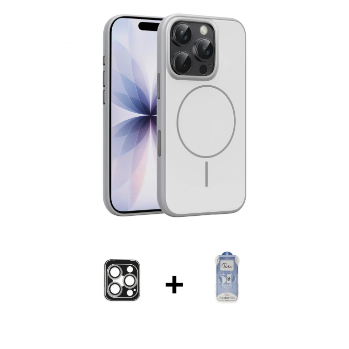 MARSİLYAN™- iPhone 16 Pro Max Kılıf Atlas Asil Prime - Siyah Joko Magic 5D Cam + PVD Metal Kamera Lens - GS