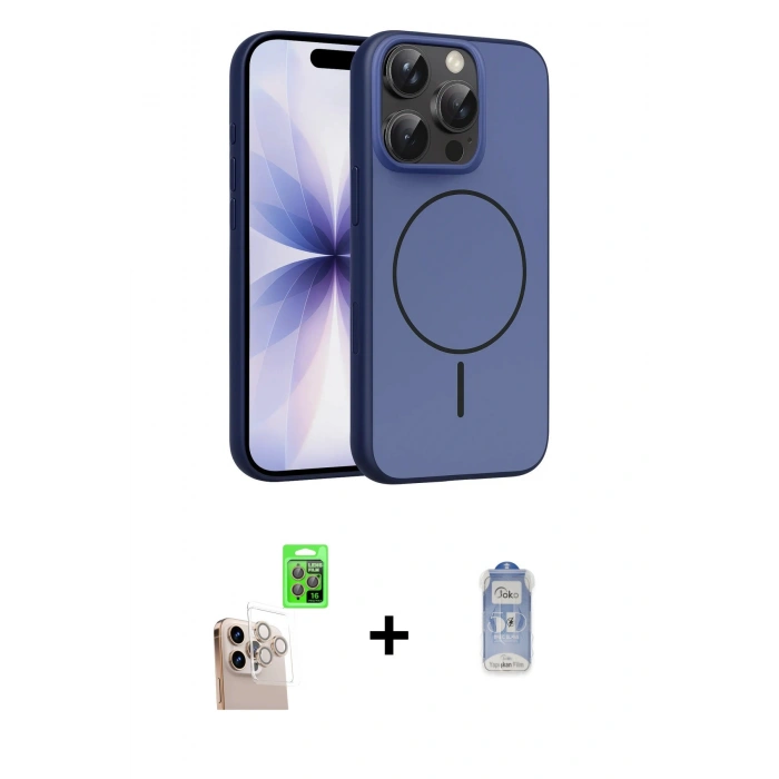 MARSİLYAN™- iPhone 16 Pro Max Kılıf Atlas Asil Prime - Siyah Joko Magic 5D Cam + Natural Grey Raze Metal Kamera Lens