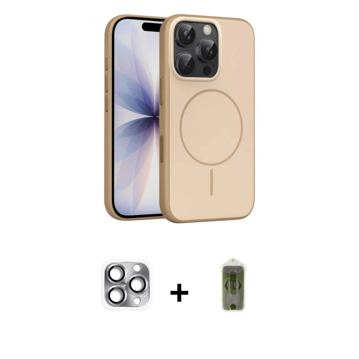 MARSİLYAN™- iPhone 16 Pro Max Kılıf Atlas Asil Prime - Siyah Joko Magic 5D Hayalet Cam + Pers Alüminyum Kamera Lens - GI
