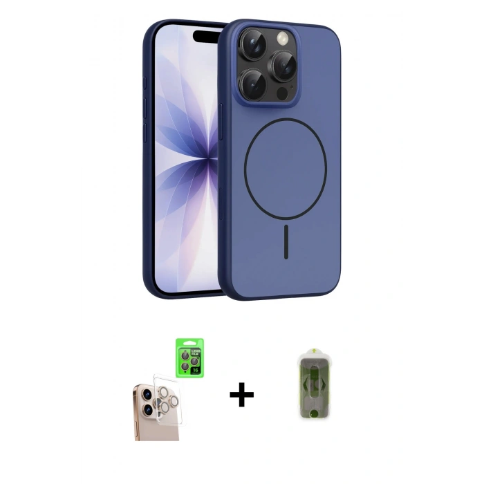 MARSİLYAN™- iPhone 16 Pro Max Kılıf Atlas Asil Prime - Siyah Joko Magic 5D Hayalet Cam + Natural Grey Raze Metal Kamera Lens