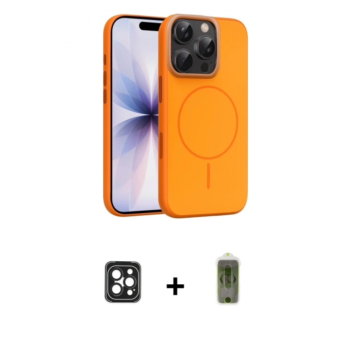 MARSİLYAN™- iPhone 16 Pro Max Kılıf Atlas Asil Prime - Siyah Joko Magic 5D Hayalet Cam + PVD Metal Kamera Lens - SH