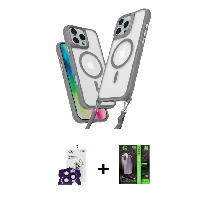 MARSİLYAN™- iPhone 16 Pro Max Kılıf Atlas Doku Koleksiyonu - Şeffaf 360 Full Body Arka Koruyucu + Bilvis Titan Kamera Lens - SH