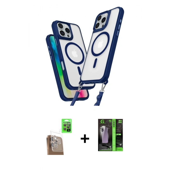 MARSİLYAN™- iPhone 16 Pro Max Kılıf Atlas Doku Koleksiyonu - Şeffaf 360 Full Body Arka Koruyucu + Raze Metal Kamera Lens - CLTM
